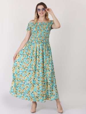 Wholesale Floral Print Long Maxi Dresses for Plus Size Women 50 pc pack