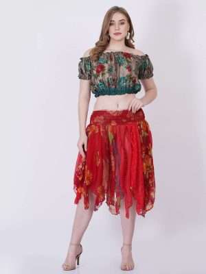Chiffon Diamond Cut Tribal Skirt for Women