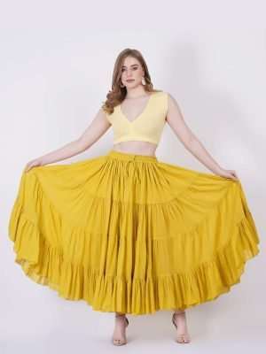 mustard cotton skirt