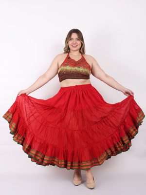 American Women Ballroom Dance Skirt Long 25 Yard Red