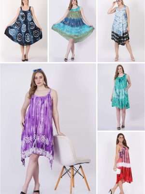 Women Sleeveless Midi Dress Casual Multiple Design -5 pc pack