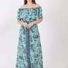 Women Off the Shoulder Maxi Dress Long Printed