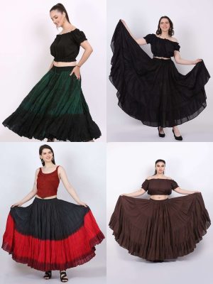 25 Yard Long Cotton Skirts for Women Variation 40" All Color