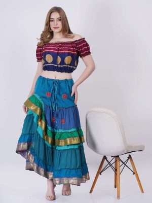 Rajasthani skirt vintage sari fabric assorted print for women