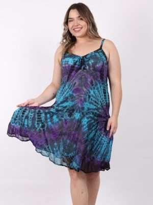 Women Tie Dye Embroidery Short Dress Sleeveless Wholesale Lot
