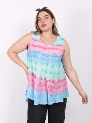 Women Multicolor Wholesale Tank Top Tie Dye Pattern
