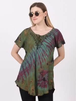 Tie Dye Party Short Sleeve Tops