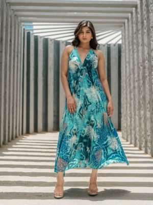 Printed Cocktail Dress with Open Back Halter Dress Wholesale Lot