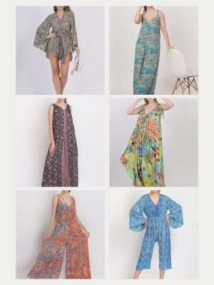Printed Silk Ladies Jumpsuits UK Boutique Jumpsuits Clothing - 5 pc pack
