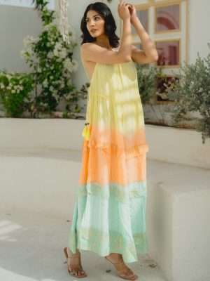 Lurex Ruffle Tiered Maxi Dress Wholesale Lot 100 pc pack