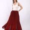 Women Floor Length High Waisted Flowy Maxi Skirt Plus Size