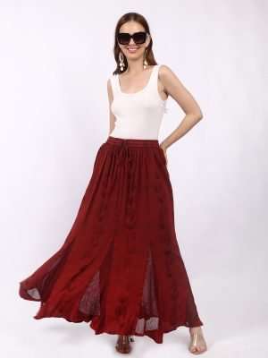 Women Floor Length High Waisted Flowy Maxi Skirt Plus Size