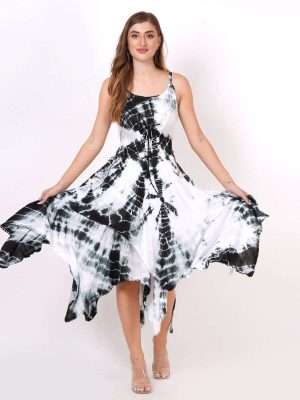Women White Tie Dye Asymmetrical Dresses Wholesale Lot
