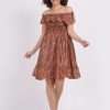 Print Summer Cute Off Shoulder Dresses Online with Frills - 50 pc pack