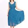 Long Embroidered Empire Waist Maxi Dress