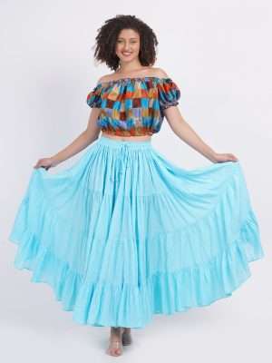 sky blue cotton plain skrit