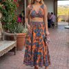 Women's Floral Top and Long Skirt Outfit