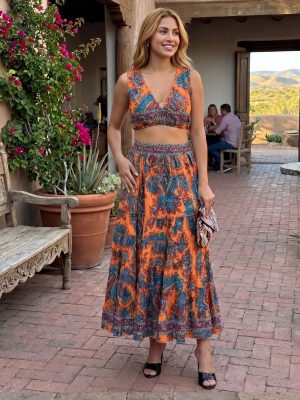 Women's Floral Top and Long Skirt Outfit