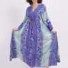 Long Sleeve V-Neck Dress Gathered Dress for Women