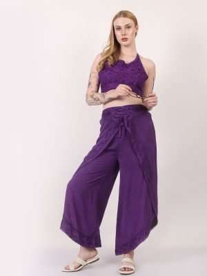 Rayon Embroidery Co Ord Set Palazzo Overlay Pant and Top Set