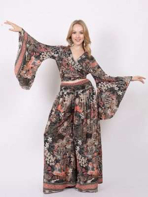 two piece wide leg pants set