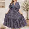 Women Silk Floral Print Butterfly Sleeve Dress Wholesale Lot