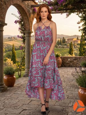 Women Criss Cross Neck High Low Maxi Dress for Boutique