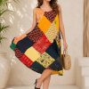 Women Summer Acidwash Patchwork Midi Dress Casual Wholesale Lot