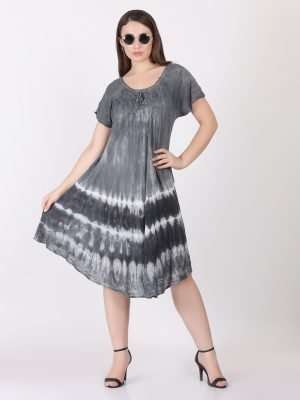 Wevez Rayon Tie Dye Midi Dresses for Ladies