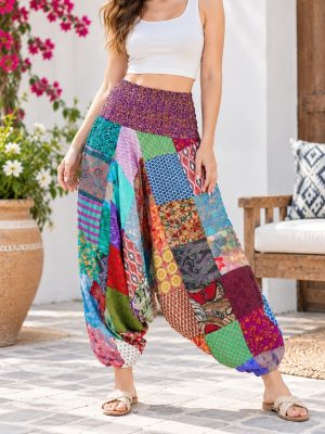 Women's Aladdin Pants Silk Printed Patch Pattern Wholesale Pack