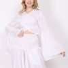 Tie Front Bell Sleeve Top Deep V Neck Wholesale Lot of 05
