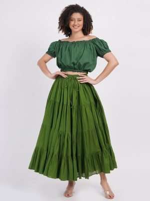 25 Yard Olive Green Gypsy Skirts for Women