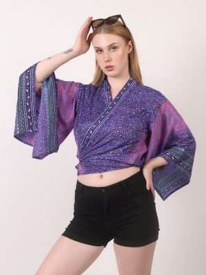 Front Tie Silk Top Floral Print Wholesale Lot