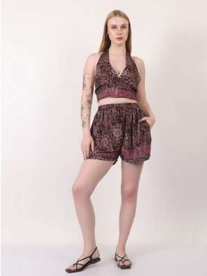 Halter Top and Shorts Floral Print Two Piece Outfits 50 pc pack