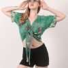Light Weight Vintage Kantha Top Reversible Tie Front 2-Layer
