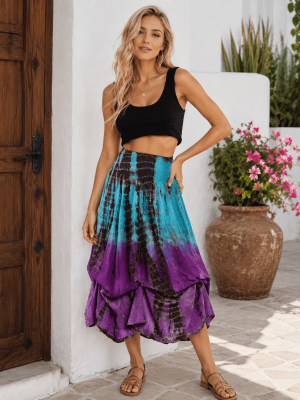Boho Tie Dye maxi Skirt for Women Wholesale Lot 50 pc pack