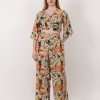 Women's Printed Matching Set T-Shirt and Wide Leg Pants 5 pc pack