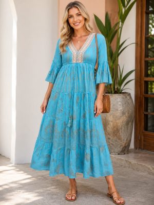 wholesale lurex maxi dress