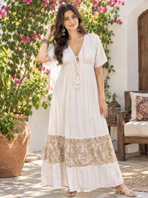 Maldives Lurex Tie Up Dress Wholesale