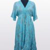 Women's V Neck Paisley Tunic Dress with Lurex