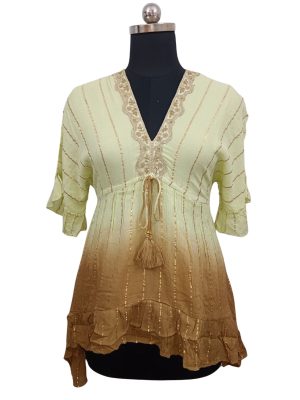 Women's Lurex Rayon V Neck Tunic Dress with Tassel 6 pc pack