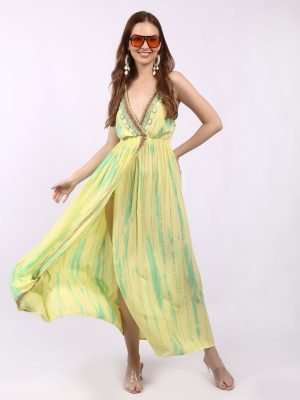 Maxi Lurex Slit Dress