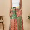 Women Vintage Reversible Kantha Skirt with Pocket